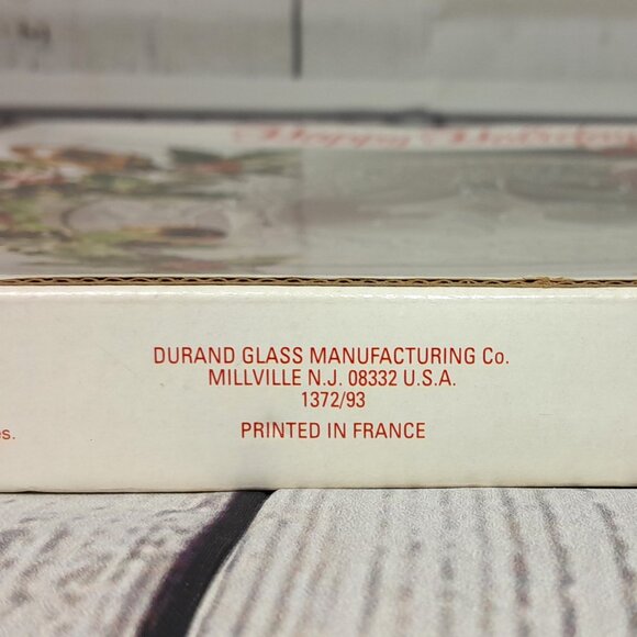 Arcoroc Glass Platter Happy Holiday Christmas Round Wreath With Bow USA 13" - Picture 5 of 12